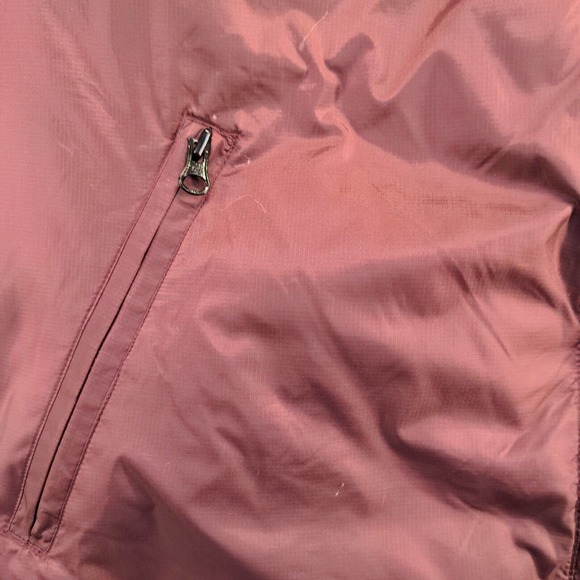 Old Navy Men's Zip Up Reversible Down Puffer Vest Red Tan Large Mock Neck - Picture 3 of 16